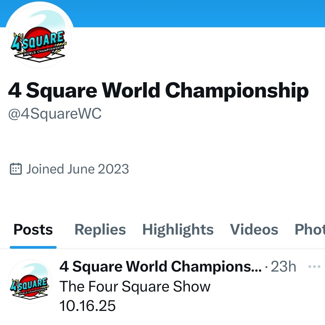 Four Square World Championships on X Thumbnail